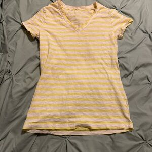 J. Crew Cream and Yellow Striped Tee